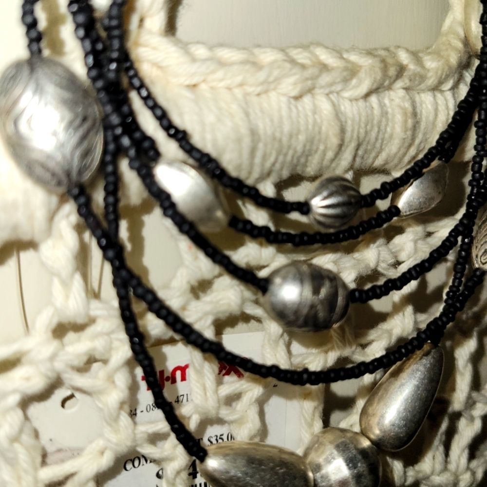 Silver beaded necklace